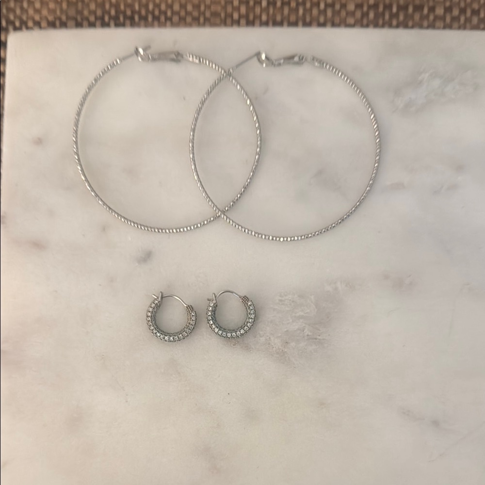 Two set of silver hoops